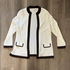 SET Misook Ivory Knit Jacket with Dark Accents and top